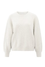 YAYA YAYA Gebreide trui met geribbelde mouwen en ronde hals white melange