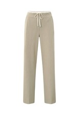 YAYA Geweven broek met wijde pijpen en contrasterende tailleband Sand beige melange