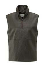 YAYA YAYA Dark taupe grey top leather