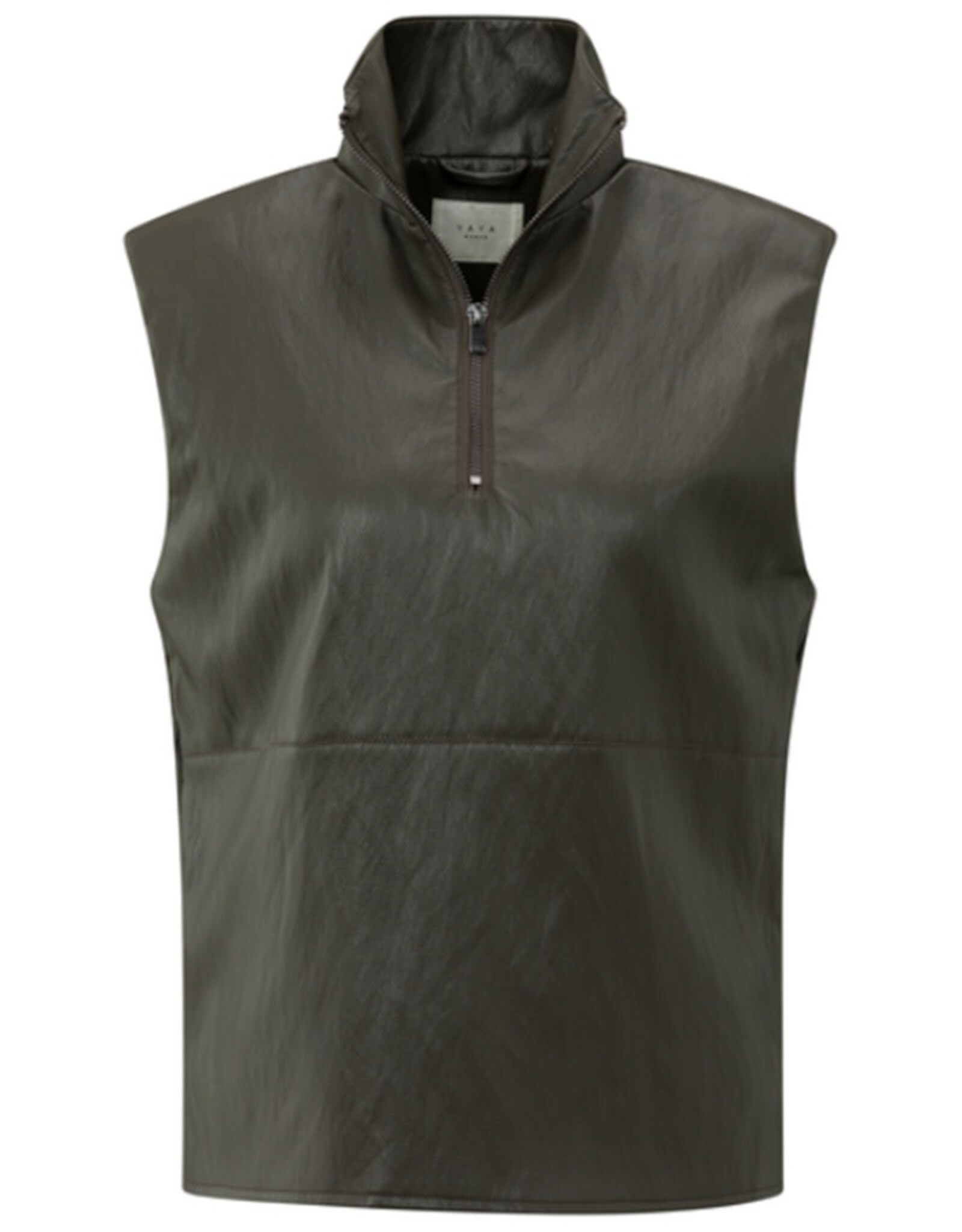 YAYA YAYA Dark taupe grey top leather