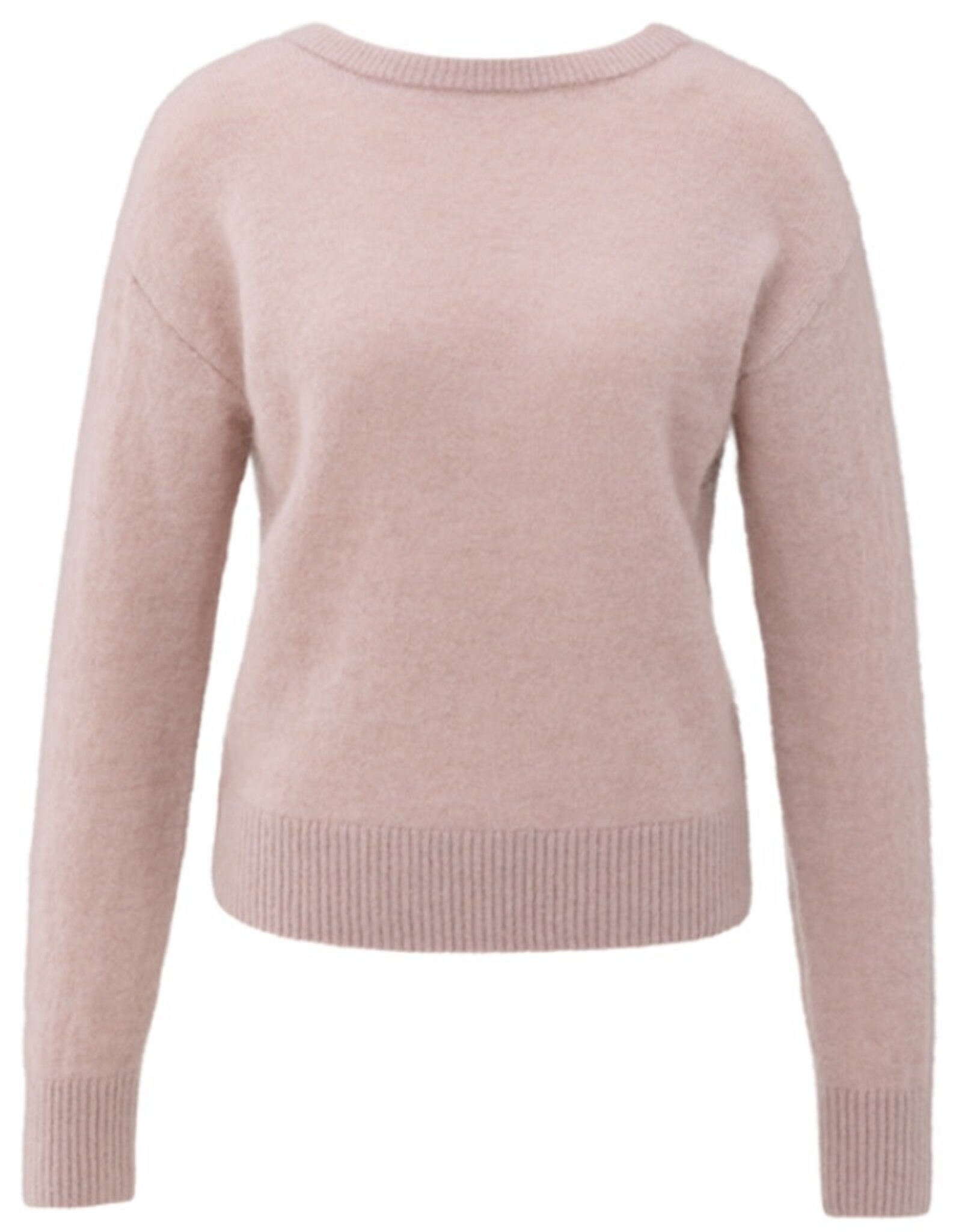 YAYA YAYA Zachte trui met V-rug en strikdetail shadow grey pink