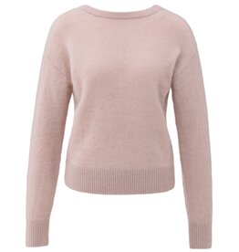 YAYA YAYA Zachte trui met V-rug en strikdetail shadow grey pink