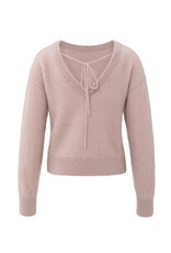 YAYA YAYA Zachte trui met V-rug en strikdetail shadow grey pink