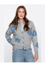 Geisha Geisha vest grijs bloem blauw