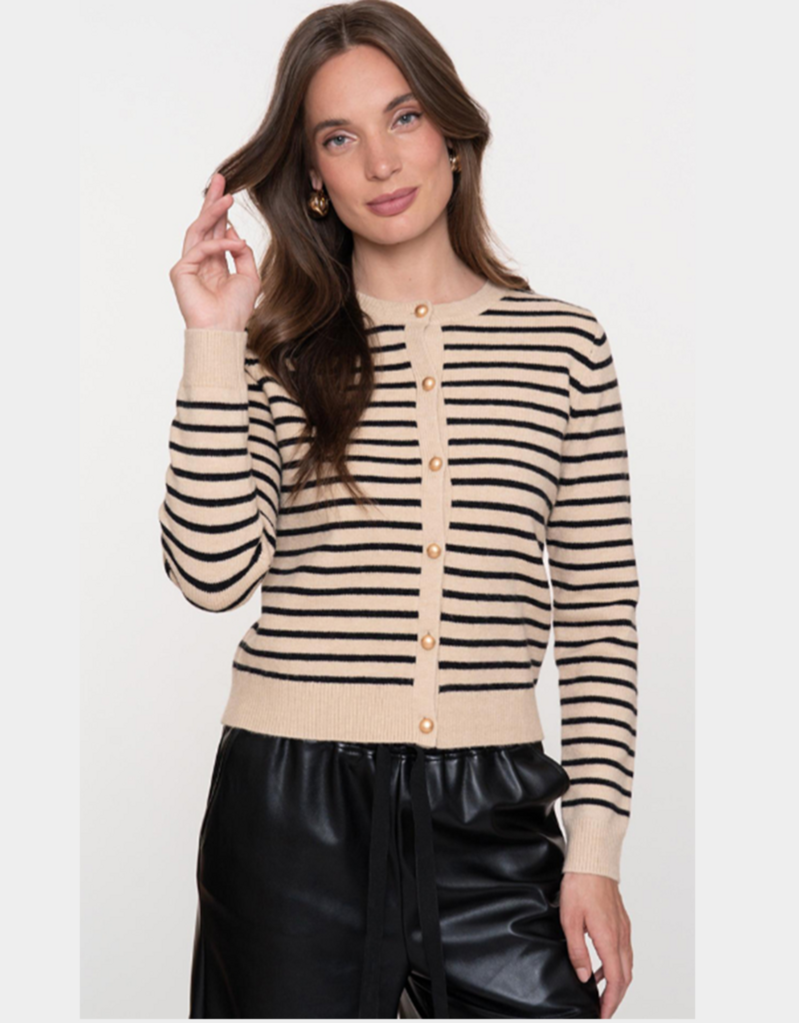 Geisha Geisha vest 54805 streep beige blauw