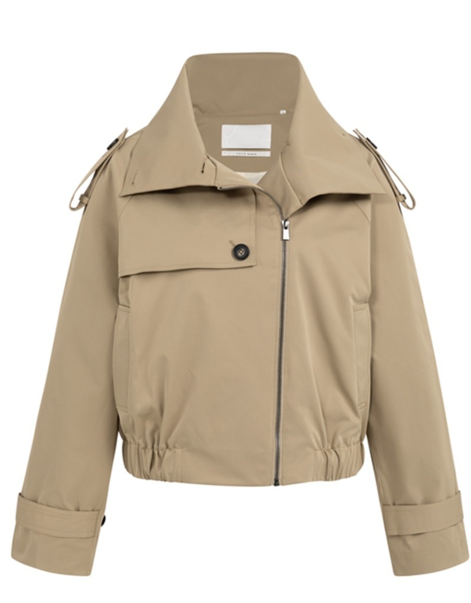 YAYA Short woven trenchcoat bomber Khaki green