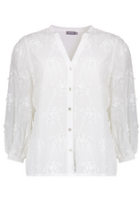 Geisha Geisha blouse met geborduurde bloemendessin off-white
