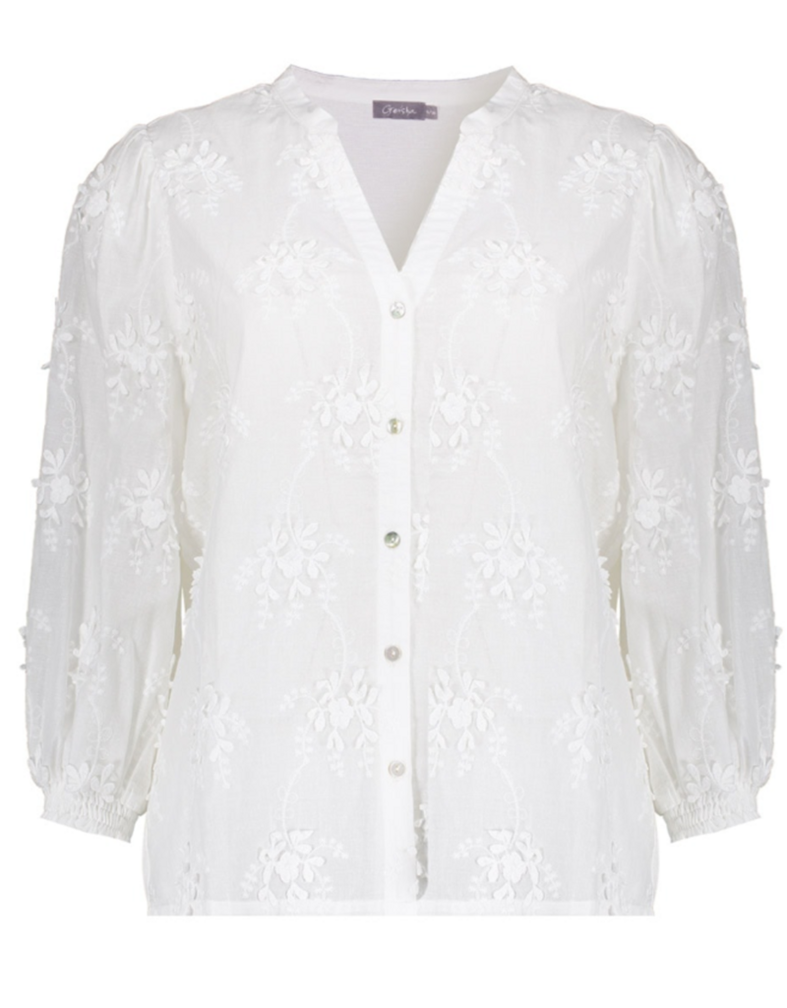 Geisha Geisha blouse met geborduurde bloemendessin off-white