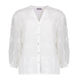 Geisha Geisha blouse met geborduurde bloemendessin off-white