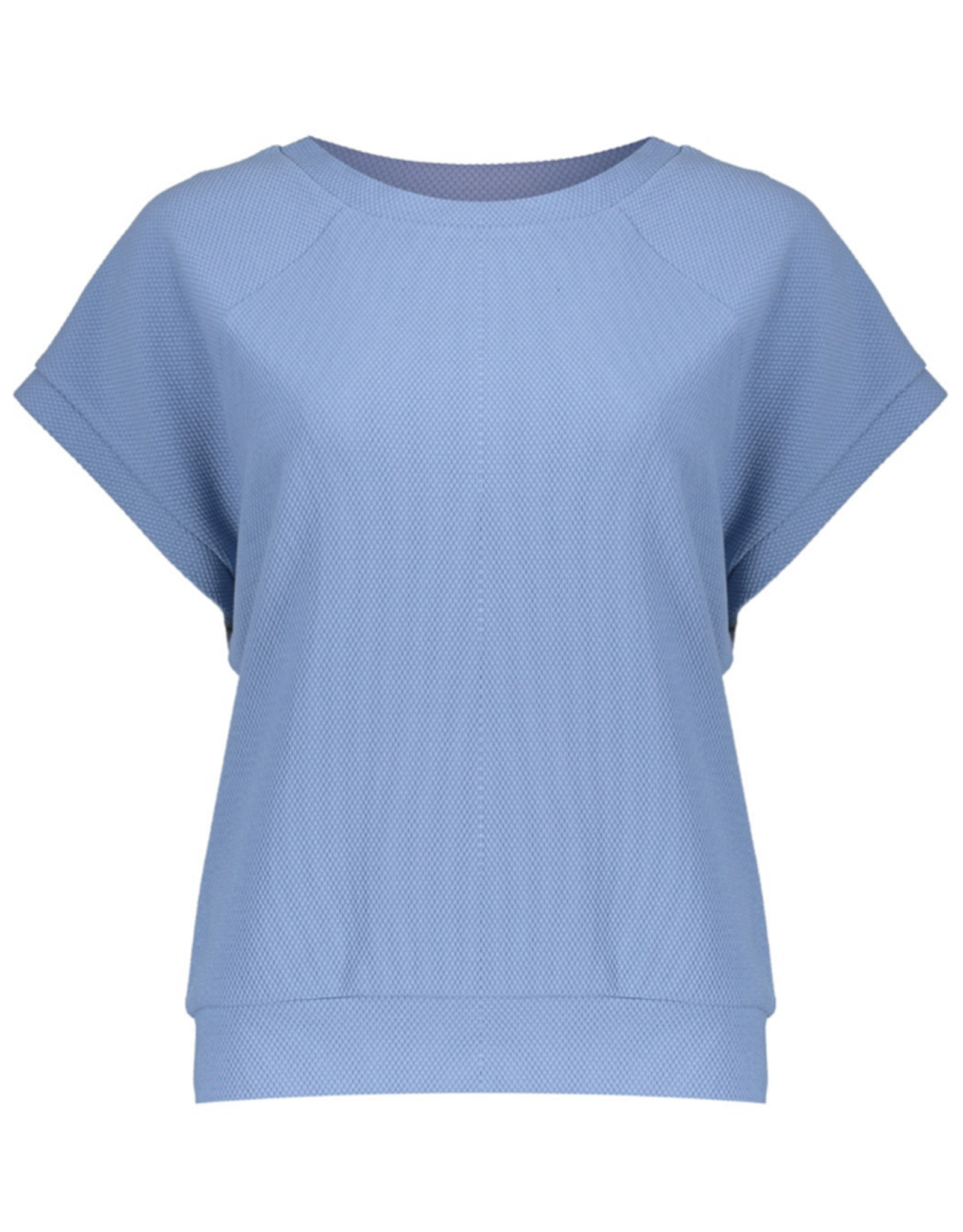 Geisha Geisha sweater korte mouw honeycomb structuur jeans blue