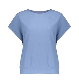 Geisha Geisha sweater korte mouw honeycomb structuur jeans blue