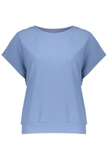 Geisha Geisha sweater korte mouw honeycomb structuur jeans blue