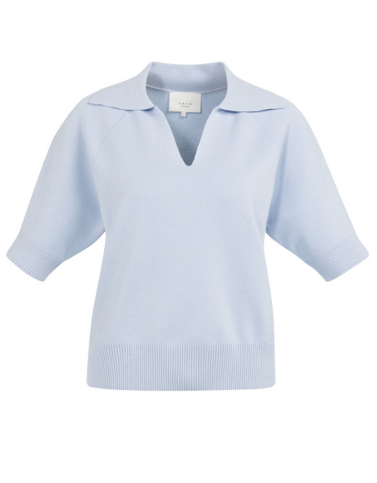 YAYA YAYA Gebreide trui met kraag en korte mouwen Ice blue