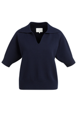 YAYA YAYA Gebreide trui met kraag en korte mouwen Navy
