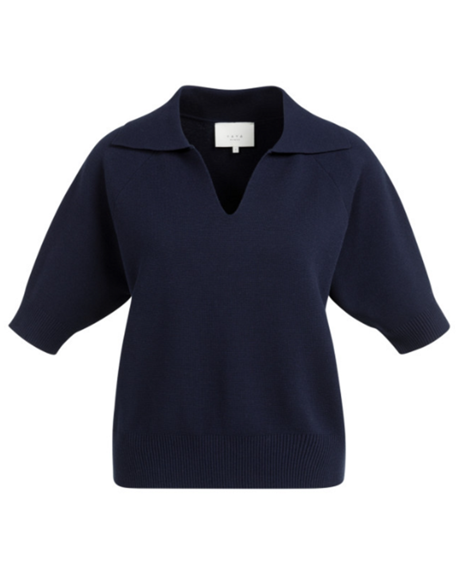 YAYA YAYA Gebreide trui met kraag en korte mouwen Navy