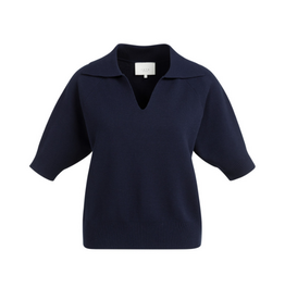 YAYA YAYA Gebreide trui met kraag en korte mouwen Navy