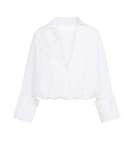 YAYA YAYA Blouse met ballonzoom en diepe V-hals wit