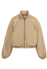 YAYA YAYA Kort oversized jack met plooidetails Tan Brown