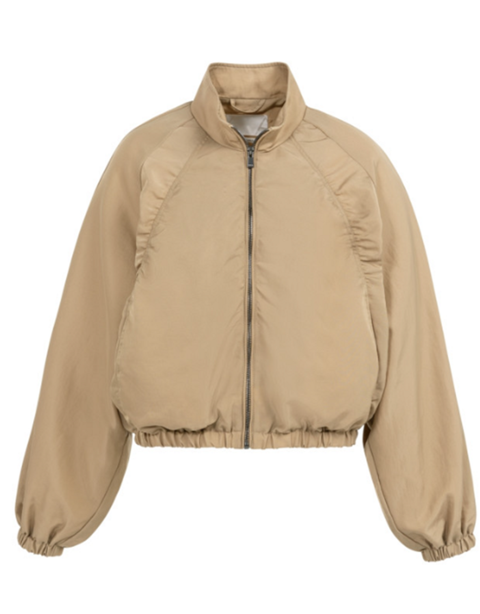 YAYA YAYA Kort oversized jack met plooidetails Tan Brown