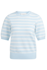 YAYA YAYA Gebreide trui streeppatroon en korte mouwen Ice Blue