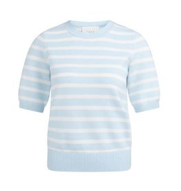 YAYA YAYA Gebreide trui streeppatroon en korte mouwen Ice Blue