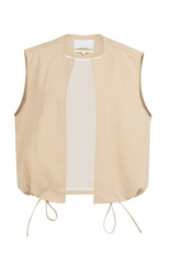 YAYA YAYA Mouwloos zomerjack met trekkoordjes Desert Beige