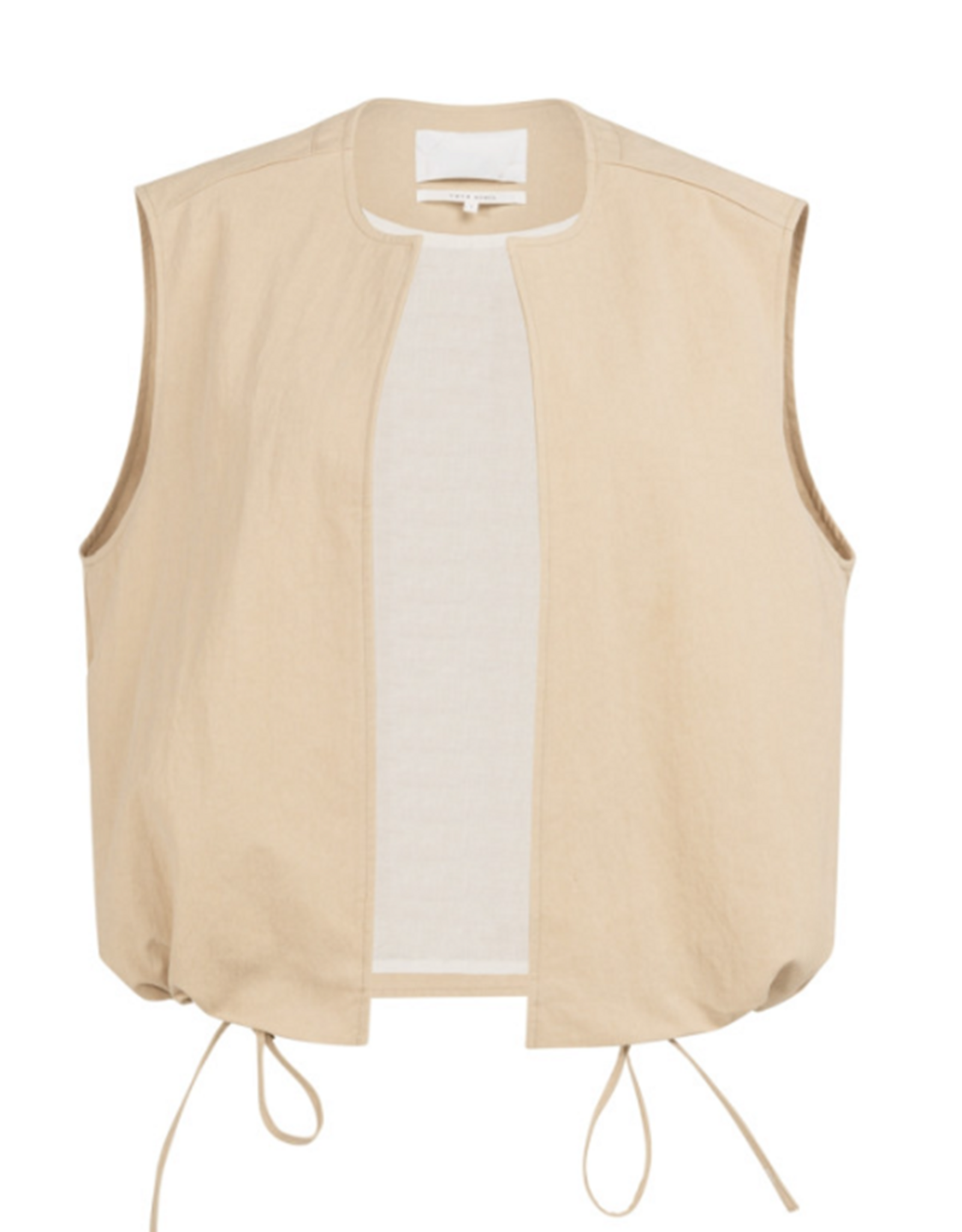 YAYA YAYA Mouwloos zomerjack met trekkoordjes Desert Beige