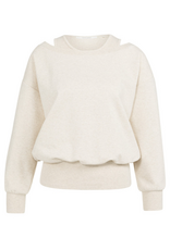 YAYA YAYA Sweatshirt met gelaagde halslijn Ecru Melange