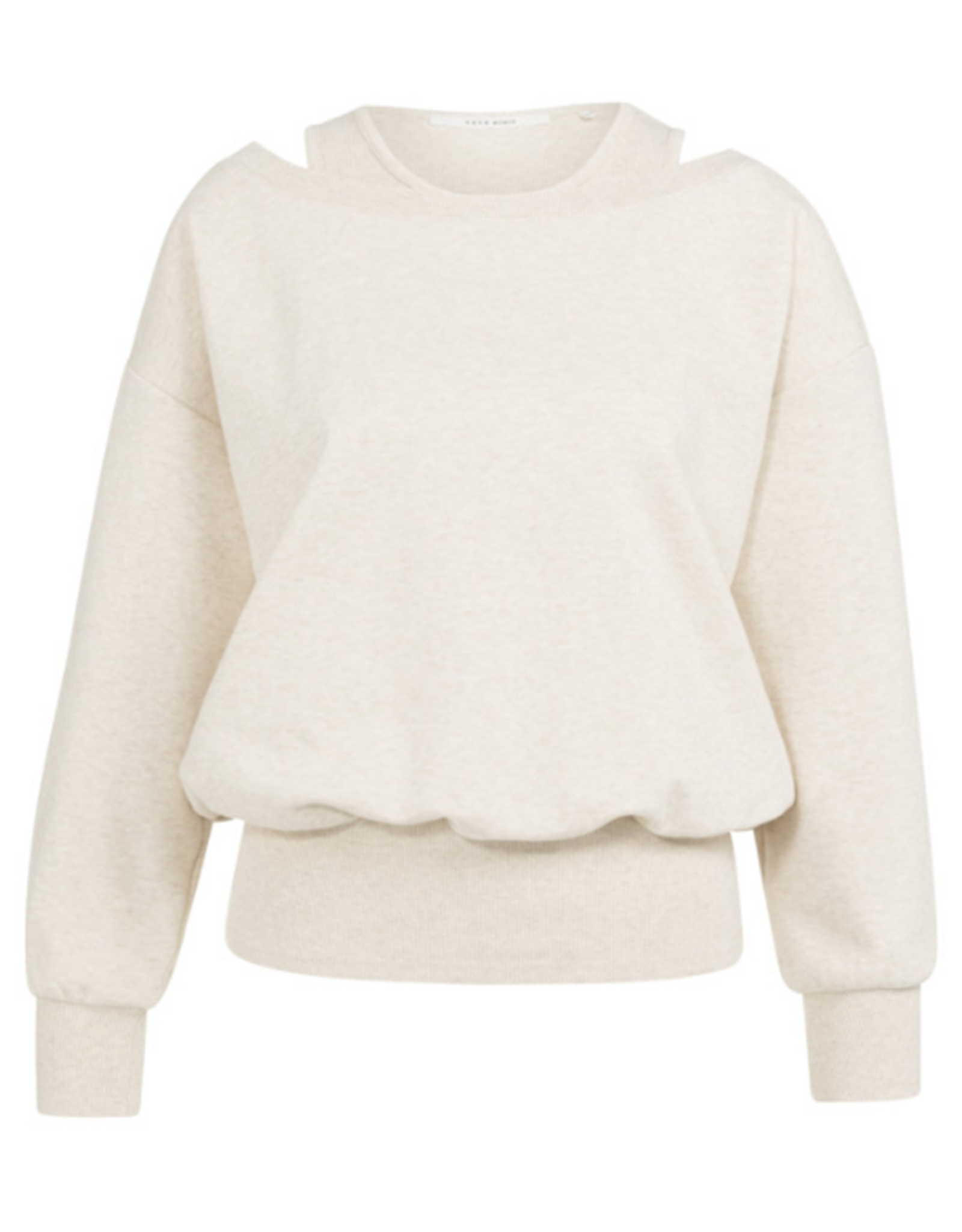 YAYA YAYA Sweatshirt met gelaagde halslijn Ecru Melange