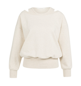 YAYA YAYA Sweatshirt met gelaagde halslijn Ecru Melange