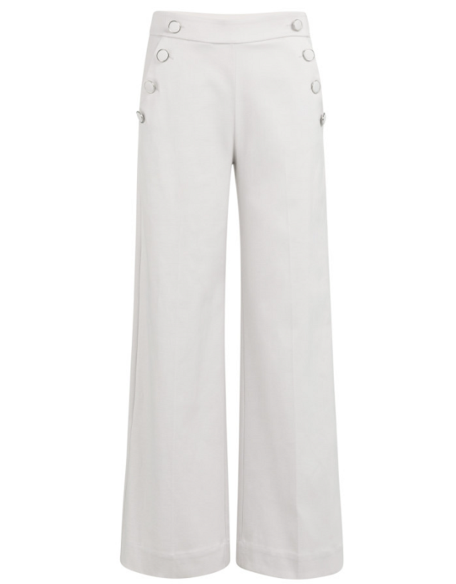 YAYA YAYA Hoge taille broek met sierknopen en wijde pijpen wit