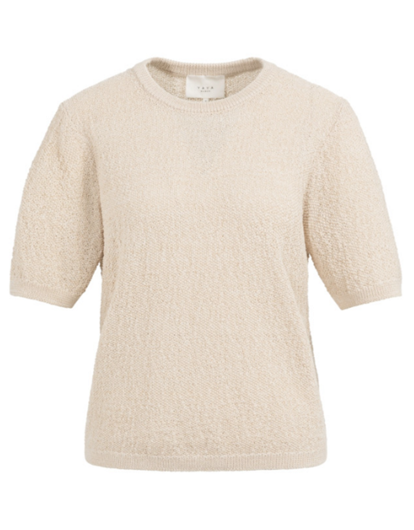 YAYA YAYA Gebreide trui met korte mouwen en structuur Desert Beige