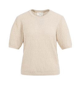YAYA YAYA Gebreide trui met korte mouwen en structuur Desert Beige