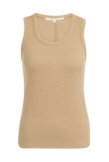 YAYA YAYA Geribd singlet met ronde hals Tan Brown