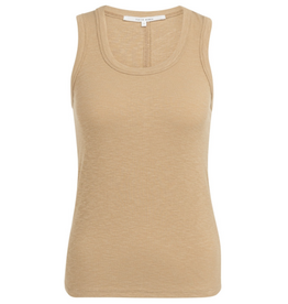 YAYA YAYA Geribd singlet met ronde hals Tan Brown