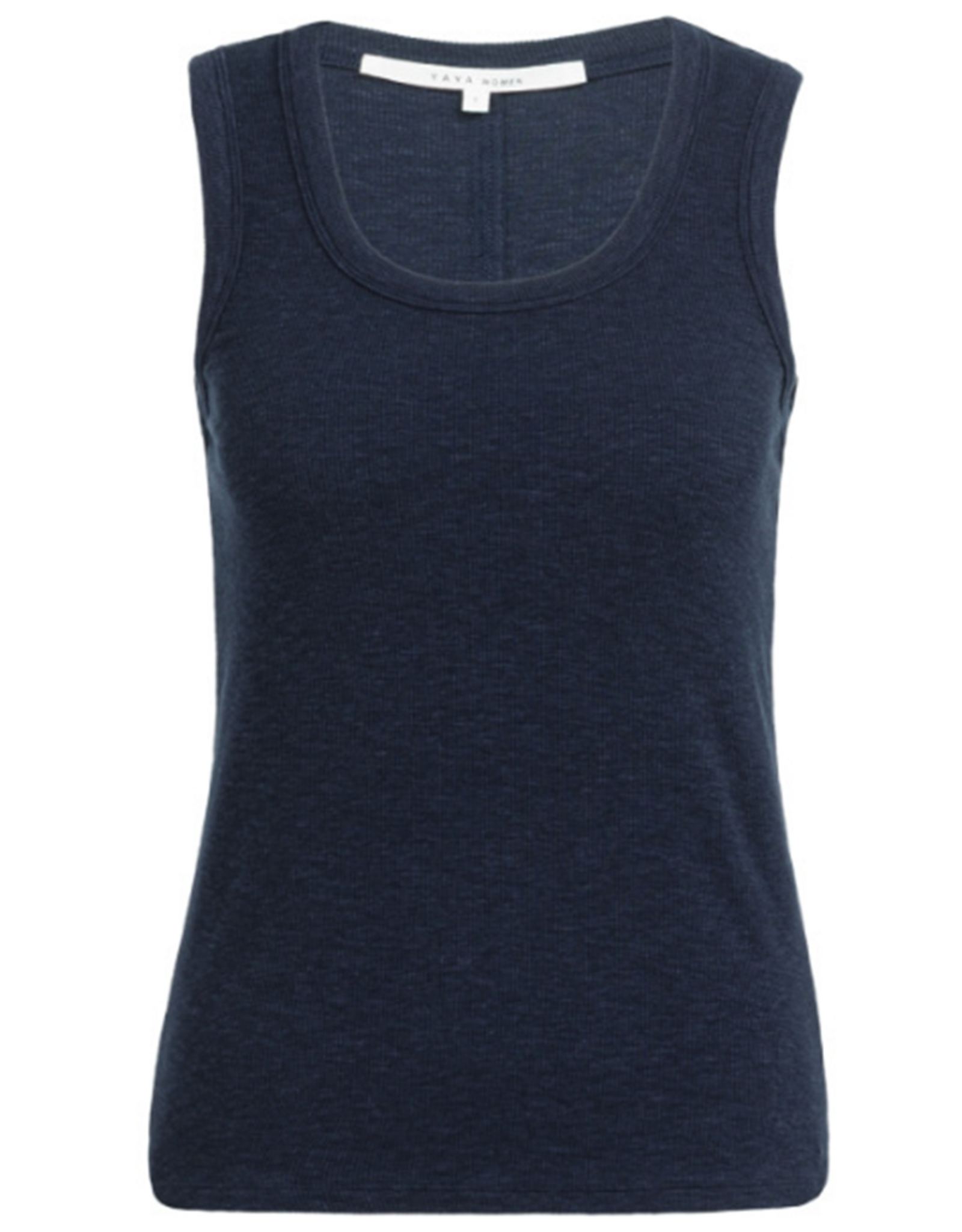 YAYA YAYA Geribd singlet met ronde hals Navy