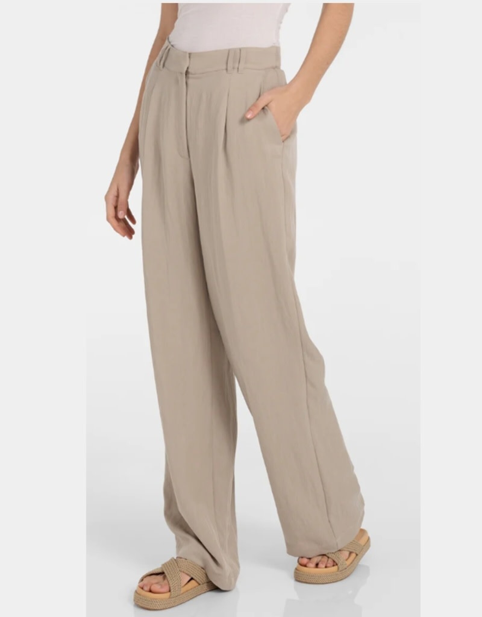 YAYA YAYA Geweven broek met wijde pijpen en plooien - L32