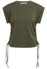 YAYA YAYA Top met korte mouwen en verstelbare koorden Army Green