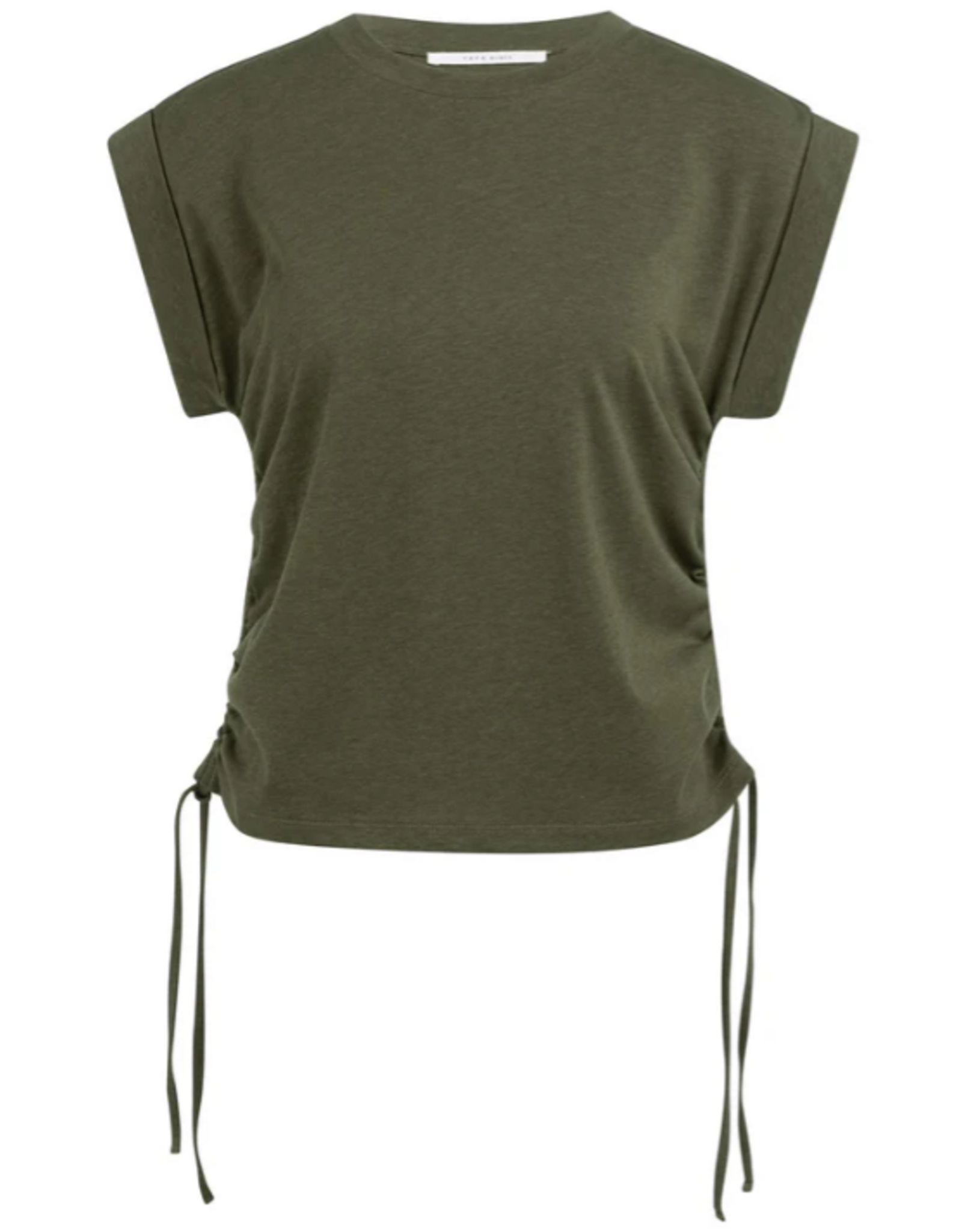 YAYA YAYA Top met korte mouwen en verstelbare koorden Army Green