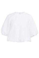 YAYA YAYA Geweven T-shirt met ballonmouwen en rits wit