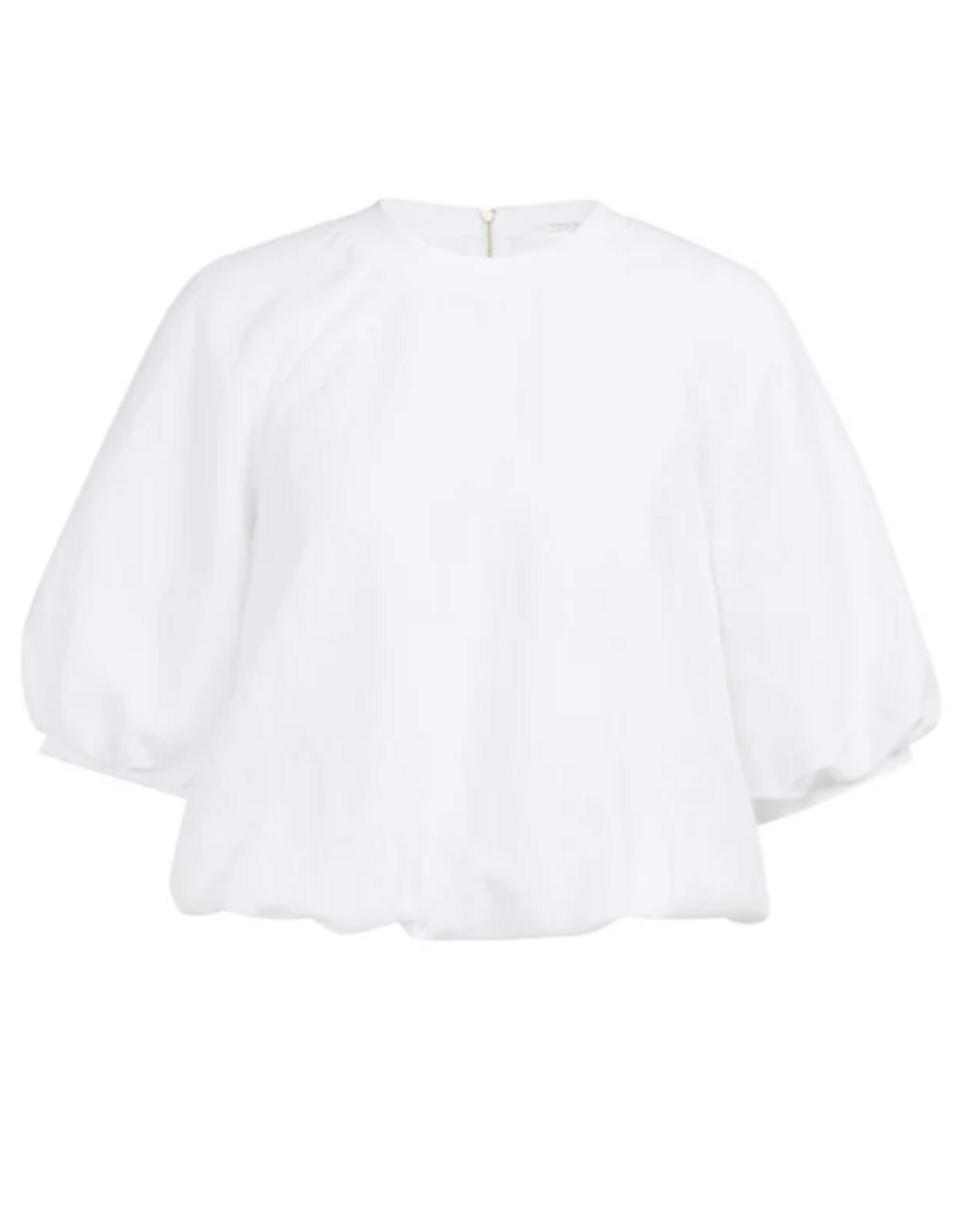 YAYA YAYA Geweven T-shirt met ballonmouwen en rits wit