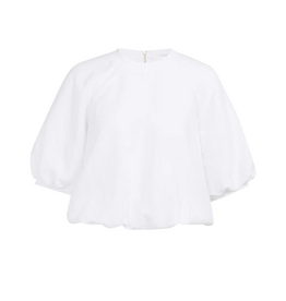 YAYA YAYA Geweven T-shirt met ballonmouwen en rits wit