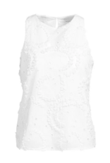 YAYA YAYA Geborduurde mouwloze top met ronde hals wit