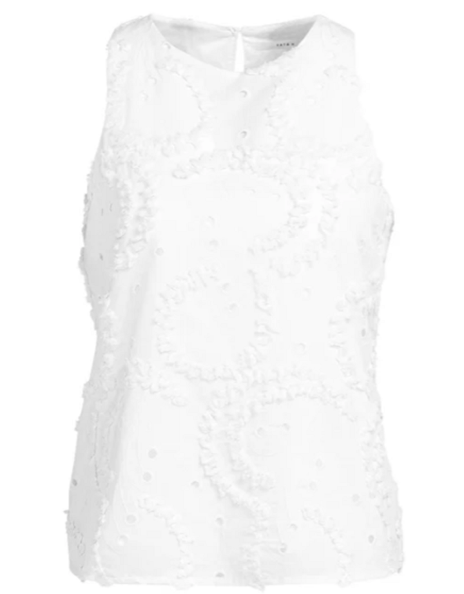 YAYA YAYA Geborduurde mouwloze top met ronde hals wit