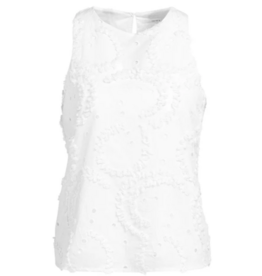 YAYA YAYA Geborduurde mouwloze top met ronde hals wit