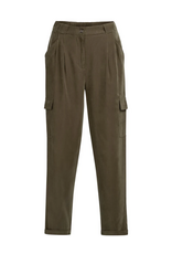 YAYA YAYA Cargobroek met rechte pijpen en plooien Army Green