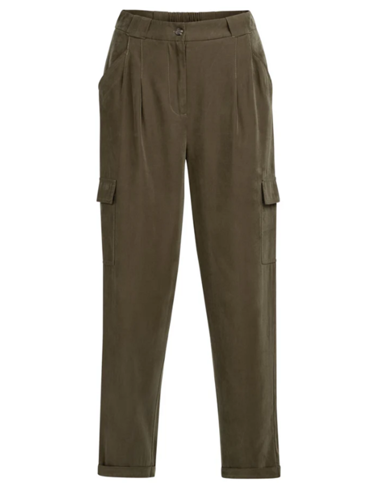 YAYA YAYA Cargobroek met rechte pijpen en plooien Army Green