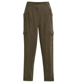 YAYA YAYA Cargobroek met rechte pijpen en plooien Army Green