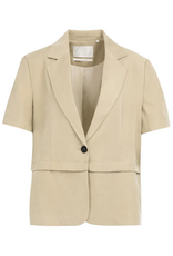 YAYA YAYA Geweven blazer met korte mouwen en afritsbare zoom