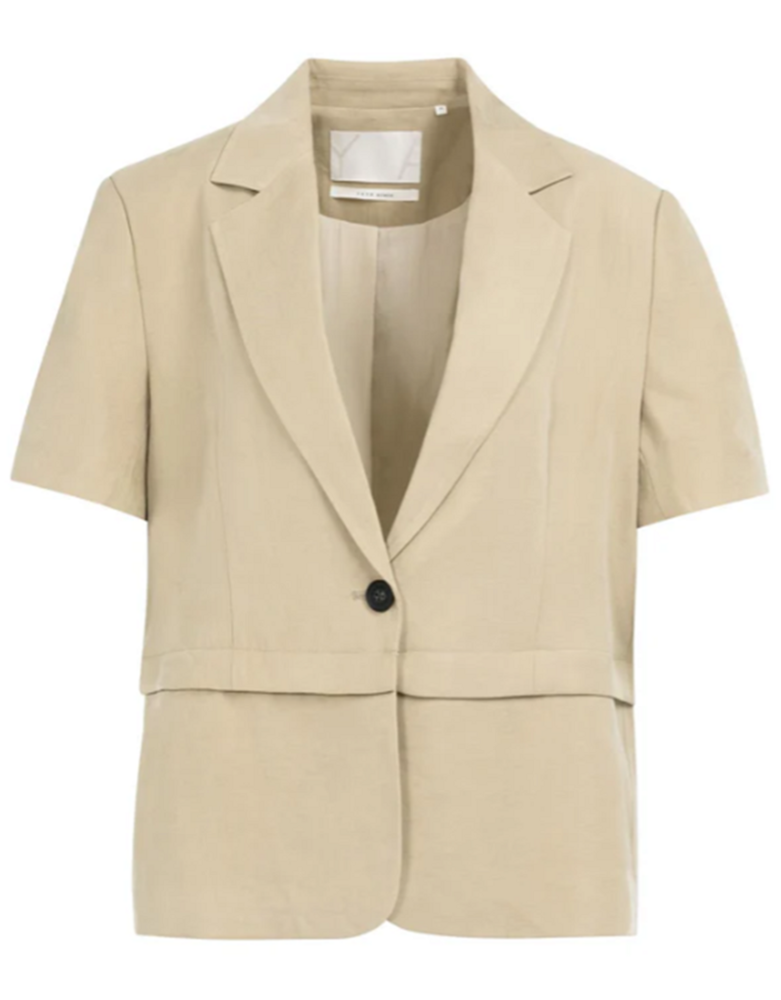 YAYA YAYA Geweven blazer met korte mouwen en afritsbare zoom